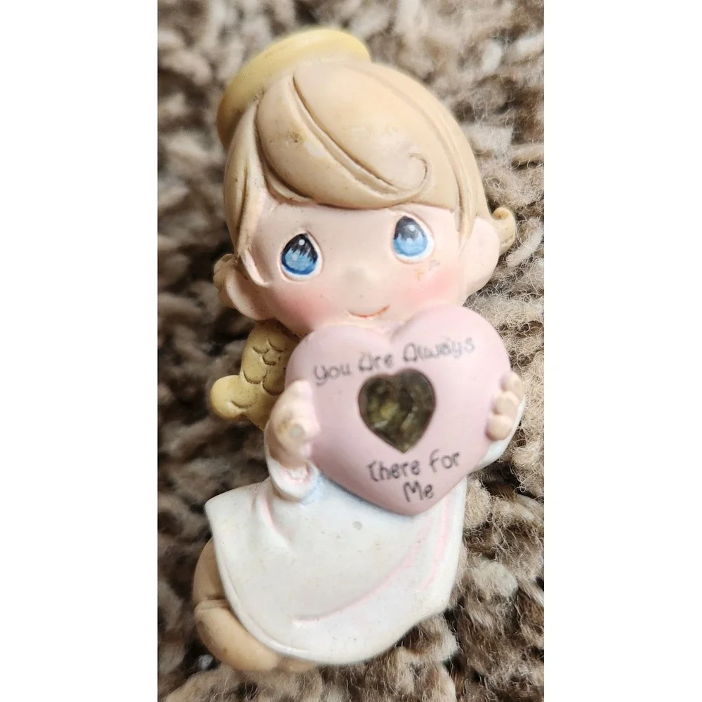 Precious Moment Angel Heart Brooch Pin You Are Always There For Me Vintage Resin